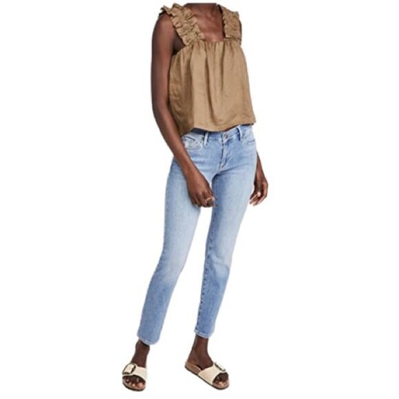 Frame - Le Garcon Mid-Rise Boyfriend Jean in Light Blue Overturn-size 25 - Picture 2 of 14